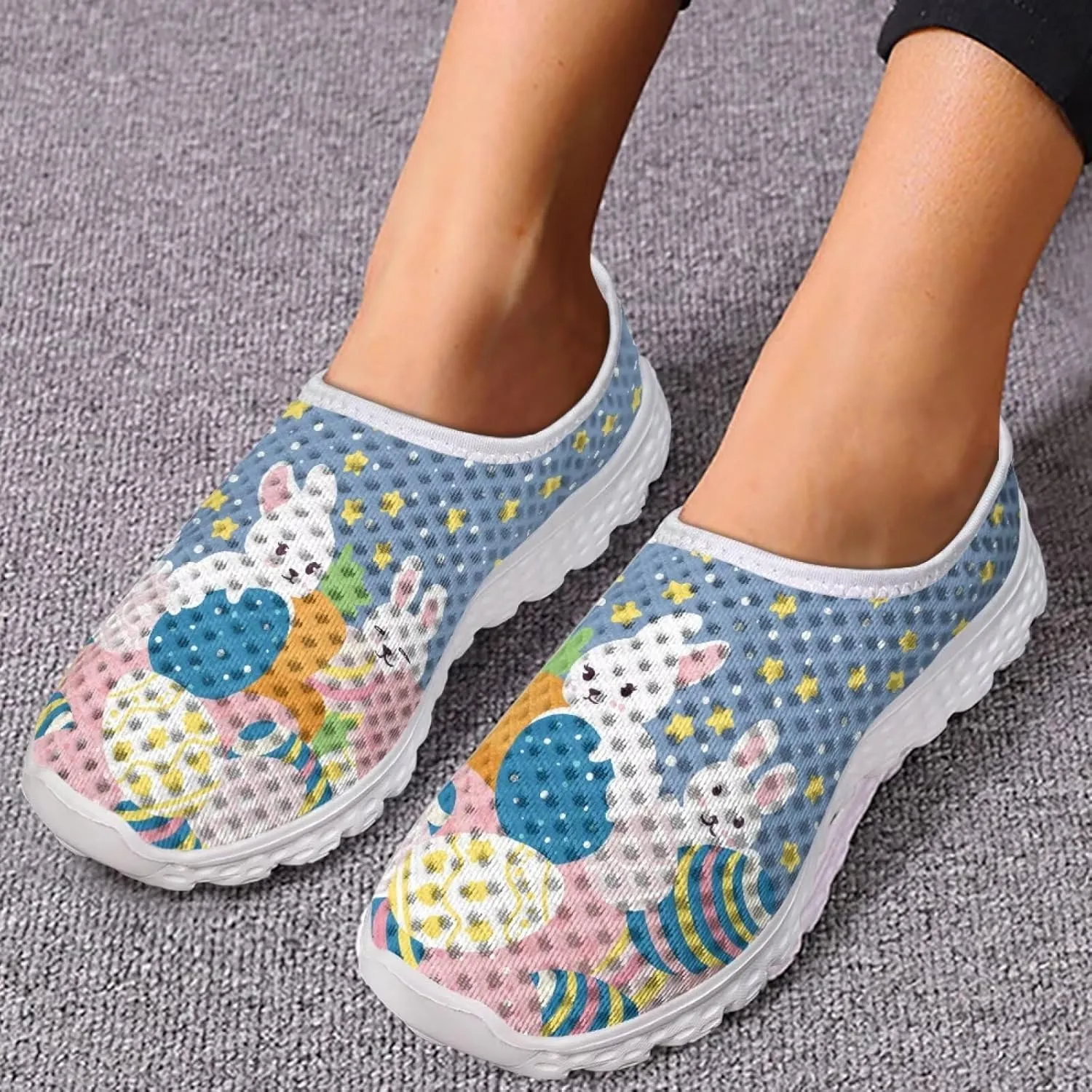 Women's Walking Shoes Men Mesh Sneaker Flat Slip On Breathable Trainers US 5-12