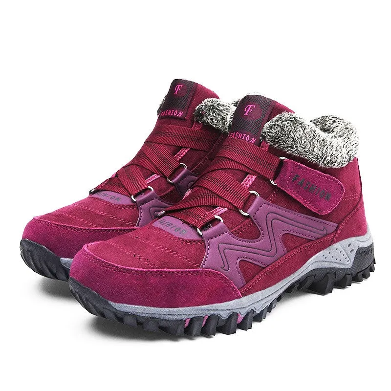 Women's winter thermal villi leather platform fashion high top boots 2022