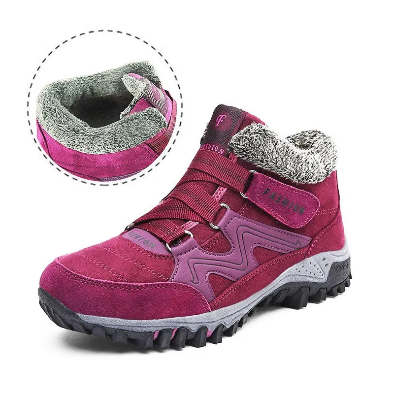 Women's winter thermal villi leather platform fashion high top boots 2022