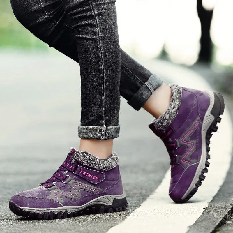 Women's winter thermal villi leather platform fashion high top boots 2022