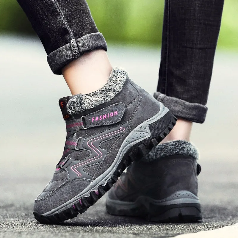 Women's winter thermal villi leather platform fashion high top boots 2022
