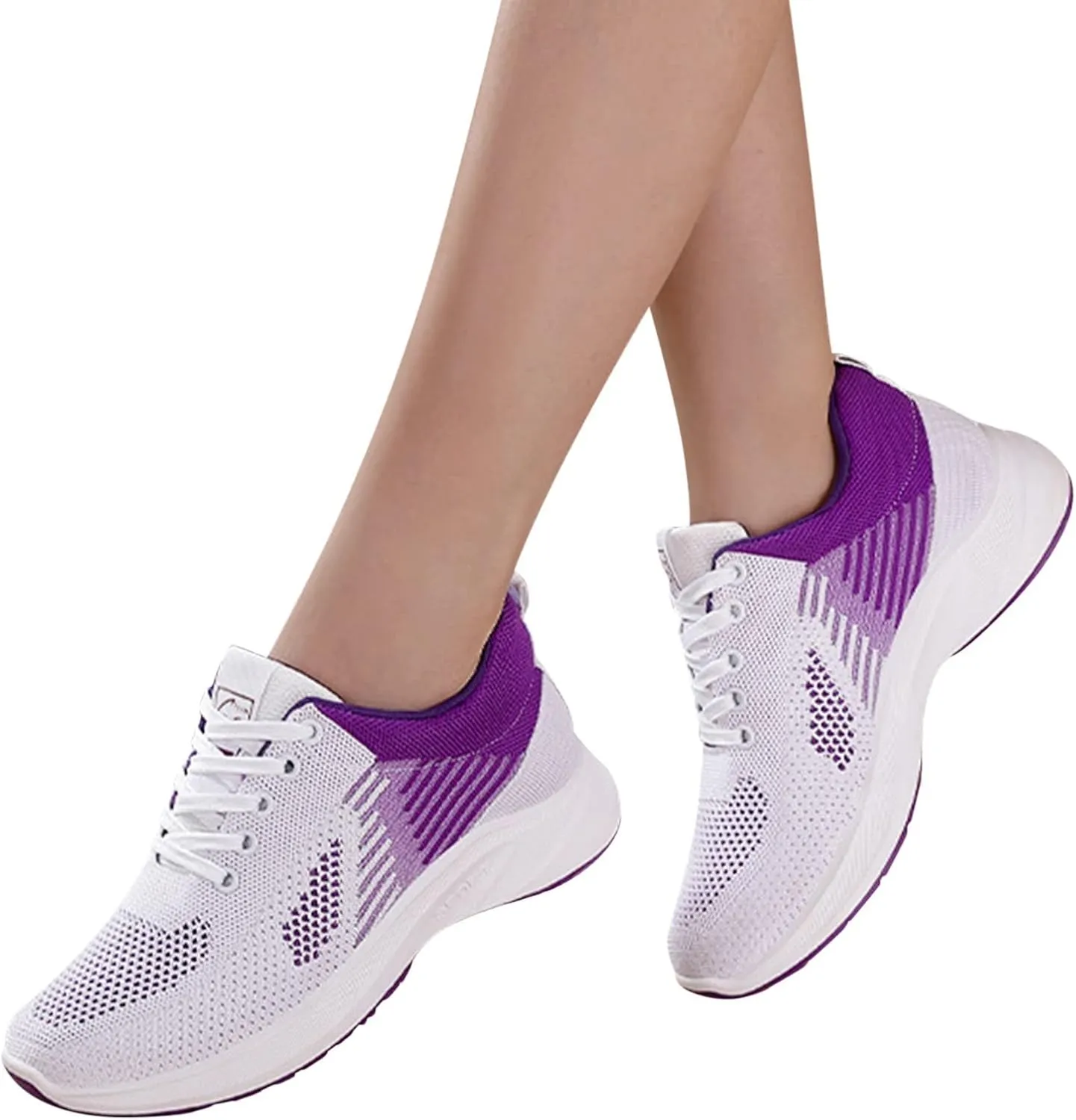 Workout Shoes for Women Lace Up Thick Sole Solid Color Walking Sneakers Lightweight Breathable Casual Running Sneakers