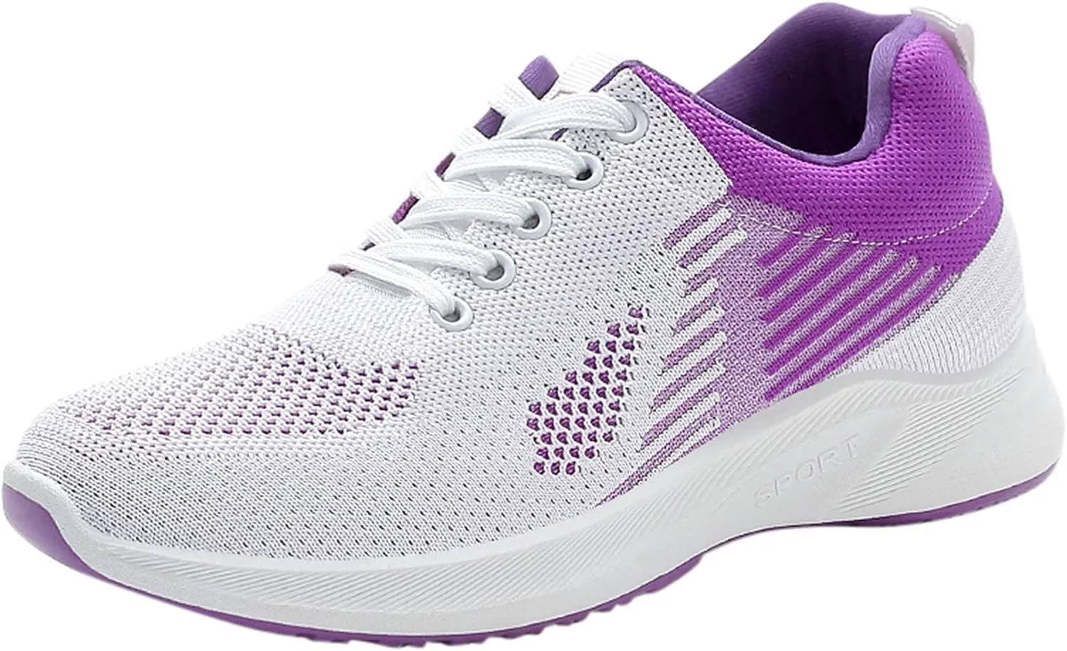 Workout Shoes for Women Lace Up Thick Sole Solid Color Walking Sneakers Lightweight Breathable Casual Running Sneakers