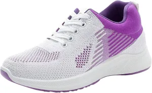 Workout Shoes for Women Lace Up Thick Sole Solid Color Walking Sneakers Lightweight Breathable Casual Running Sneakers