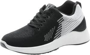 Workout Shoes for Women Lace Up Thick Sole Solid Color Walking Sneakers Lightweight Breathable Casual Running Sneakers