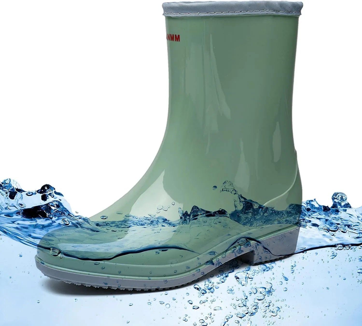 ZHOUYF Women Waterproof Rubber Rain Shoes PVC Non-Slip Garden Shoes Work Ankle Boots Mid Calf Rain Boots Outdoor Car Wash Footwear