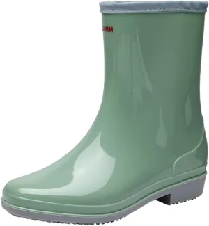 ZHOUYF Women Waterproof Rubber Rain Shoes PVC Non-Slip Garden Shoes Work Ankle Boots Mid Calf Rain Boots Outdoor Car Wash Footwear